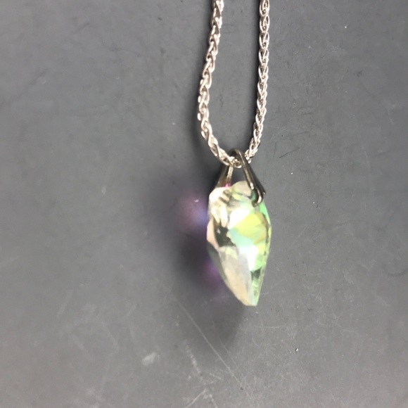 Swarovski Clear AB Crystal Heart Pendant 16” Chain - Picture 3 of 5